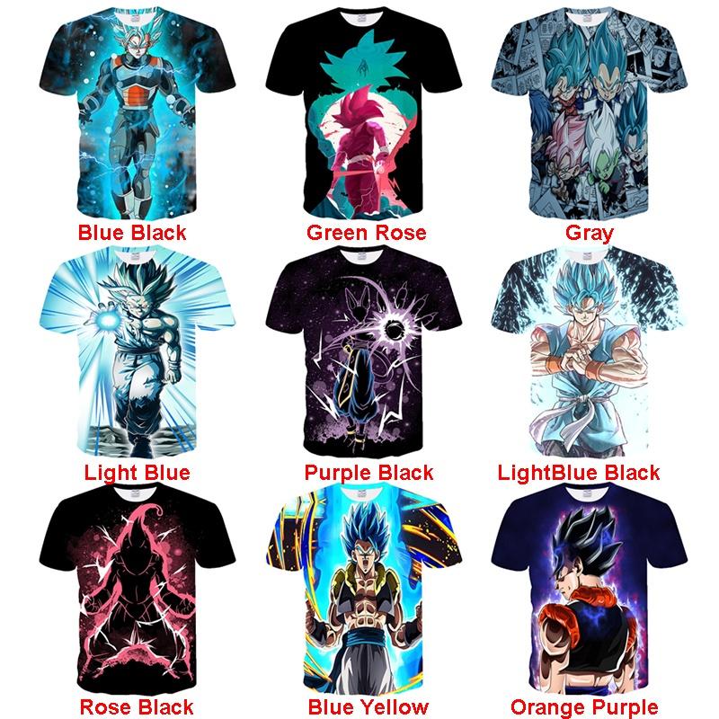 Vibrant 3d Print Dragon Ball Z Vegeta Goku Super Saiyan T-shirts For Anime Fans