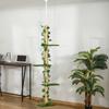 242cm Adjustable Floor-To-Ceiling Cat Tree, with Artificial Decoration, Perches, Anti-Slip Kit - Green