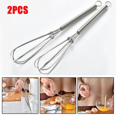 2pcs Mini Wire Whisk Stainless Steel Manual Egg Beater Mixer Kitchen Baking Utensil Milk Cream Butter Whisk Egg Tools