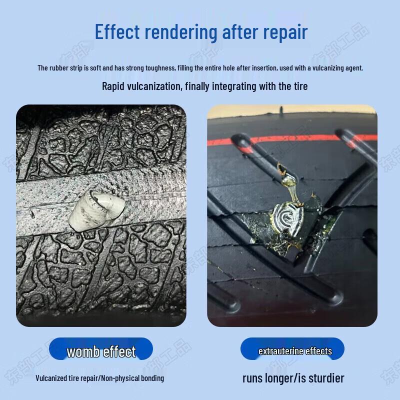 Emergency Tire Repair Tool Kit with Vulcanized Strips