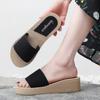 Sommer Neue Elastische Band Hausschuhe für Damen Einfache Einfarbige Keilabsatz Sandalen Dicke Sohle Modische Lässige EVA Schuhe