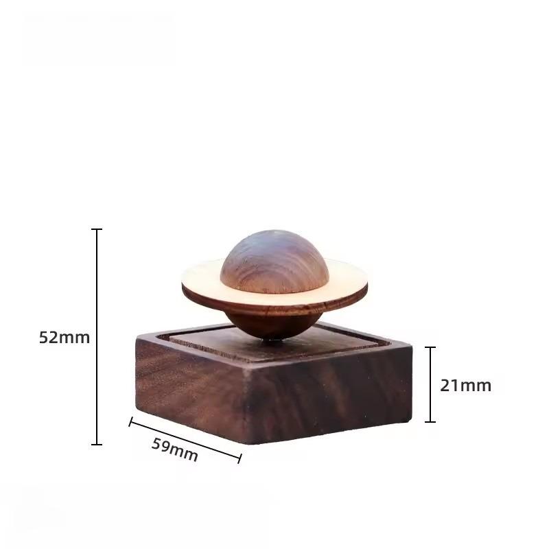 Handgjord Valnötsträ Jupiter Diffuser - Mini Planet Aromaterapi Dekor för Hem Bil Sovsal