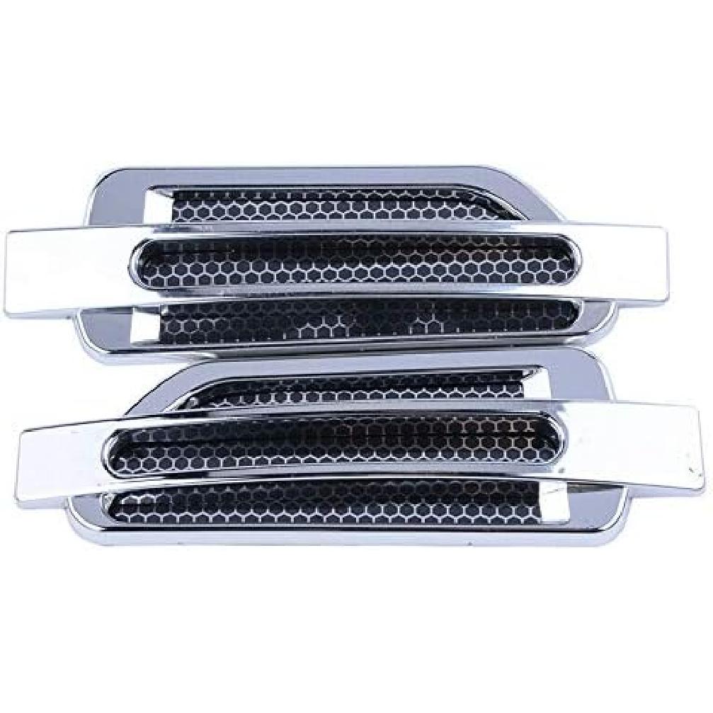 Riloer Car Side Airflow Grille Car Fender Vent Hood Chrome Silver Car Bonnet Air Intake Flow Vent Scoop Cover