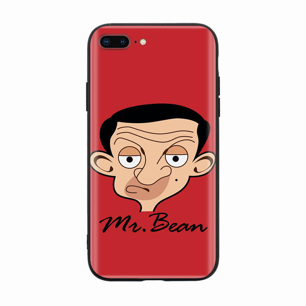 Black Case for Xiaomi Redmi 13C Note 9 iPhone XR 7 8 14 15 11 12 13 X XS Pro Max Samsung A25 S23 S24 FE Ultra Plus Mr. Bean