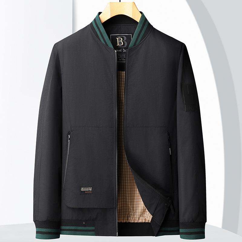 Spring and Autumn Knitted Stand-Up Collar Baseball Jacket Middle-aged and Youth Light Luxury Business Trend Casual Jacket