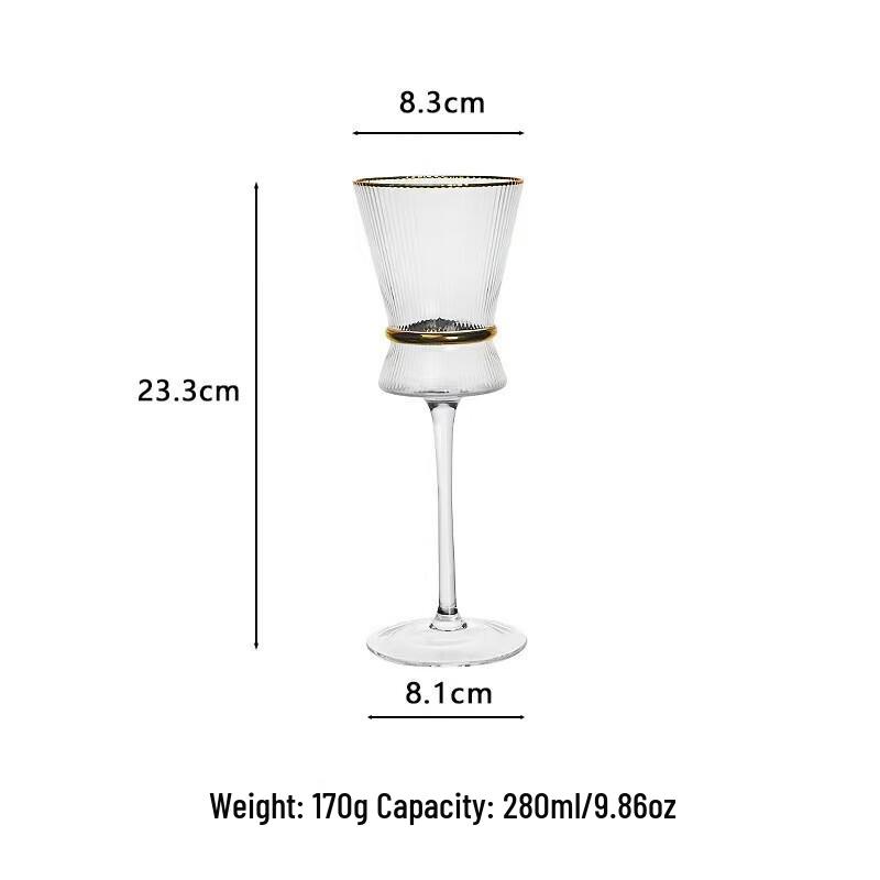 Gold-Rimmed Vertical Stripe Wine Glass Set