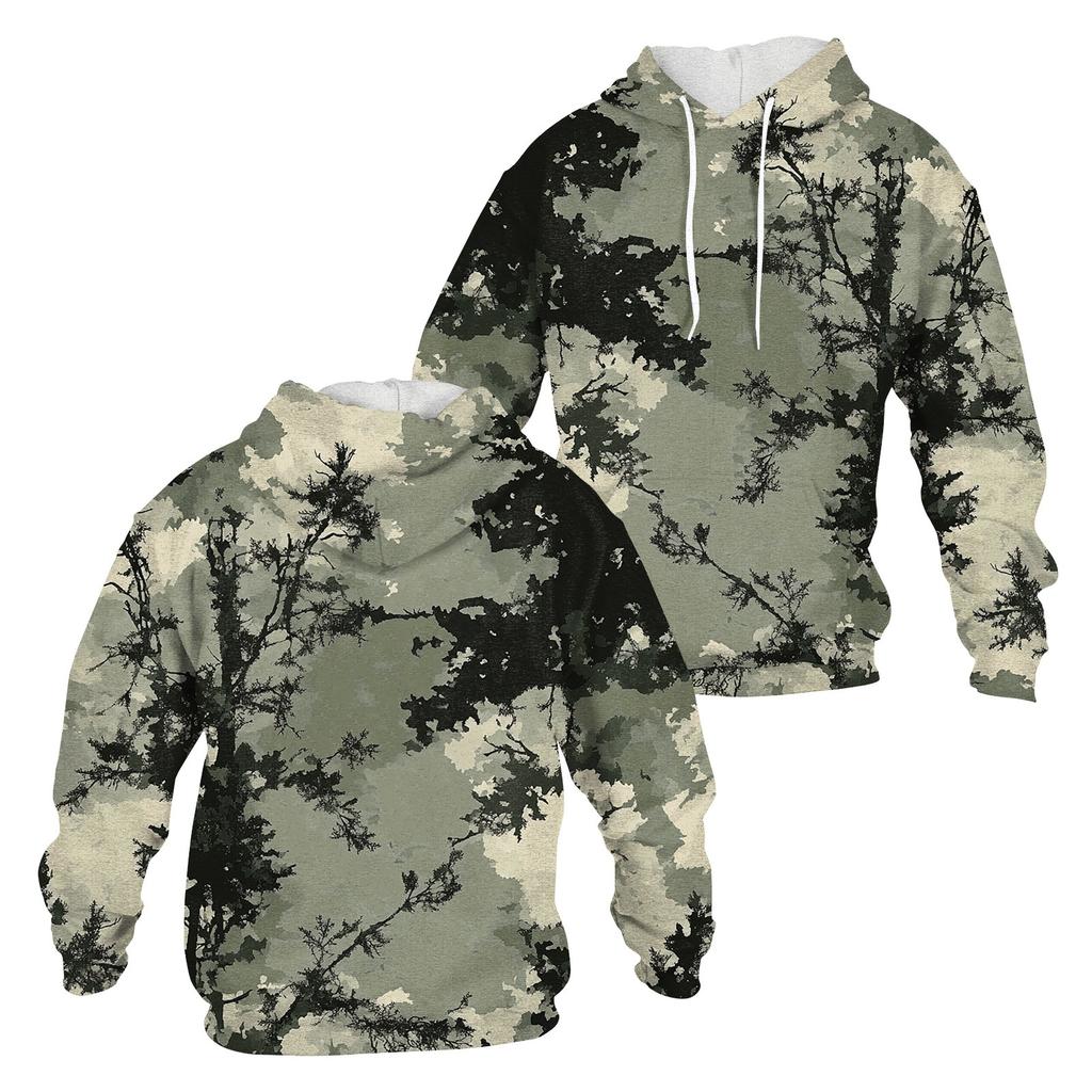 Men's Casual Fashion Long Sleeve Hooded With Pocket Flag Small Print Sweatshirt