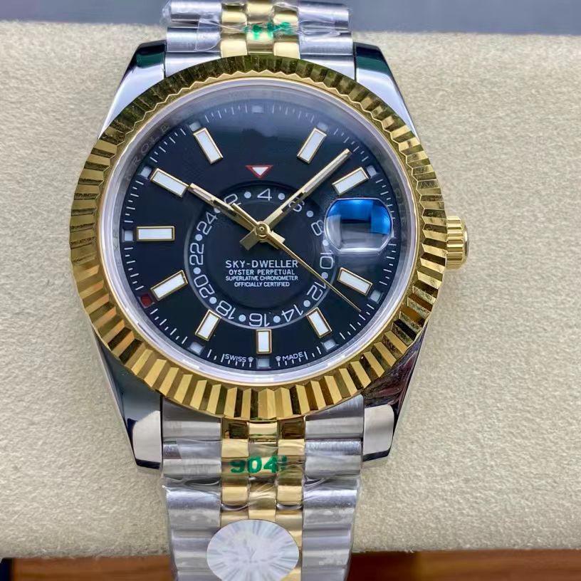 Laojia Tianxingzhe Men's Classic Dual Time Automatic Watch with Five-Bead Strap