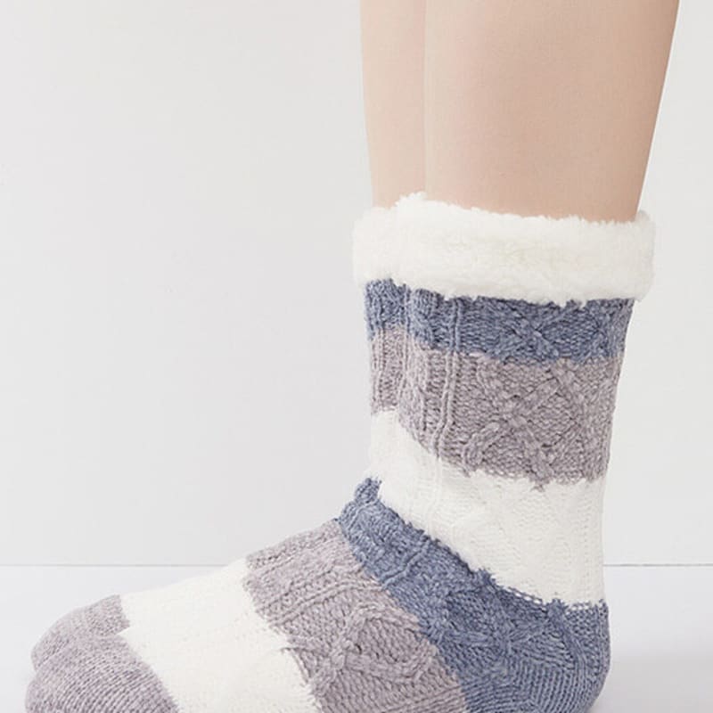 HUGDAY Striped Fleece Sleep Socks