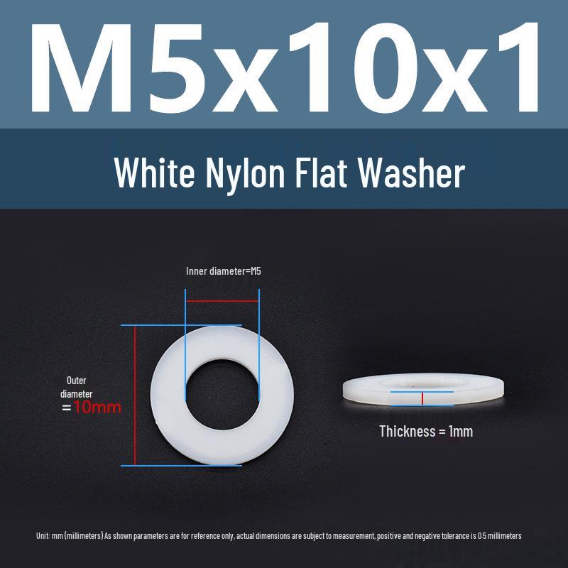 Yigu High-Temperature Wear-Resistant White Nylon Flat Washer, Sizes M2-M24
