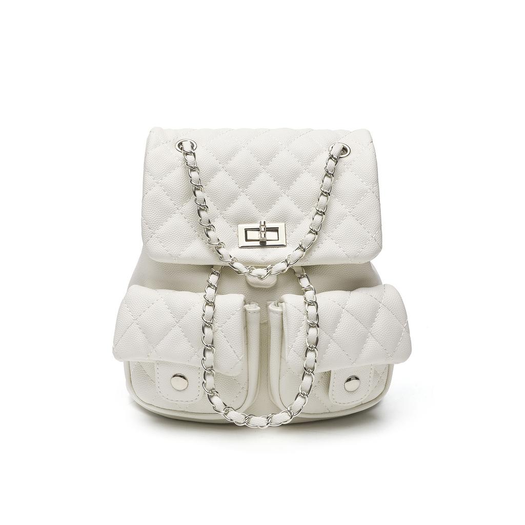 Small-scale Design Diamond-patterned Chain Shoulder Bag - Large Capacity, Fashionable Student and Casual Backpack