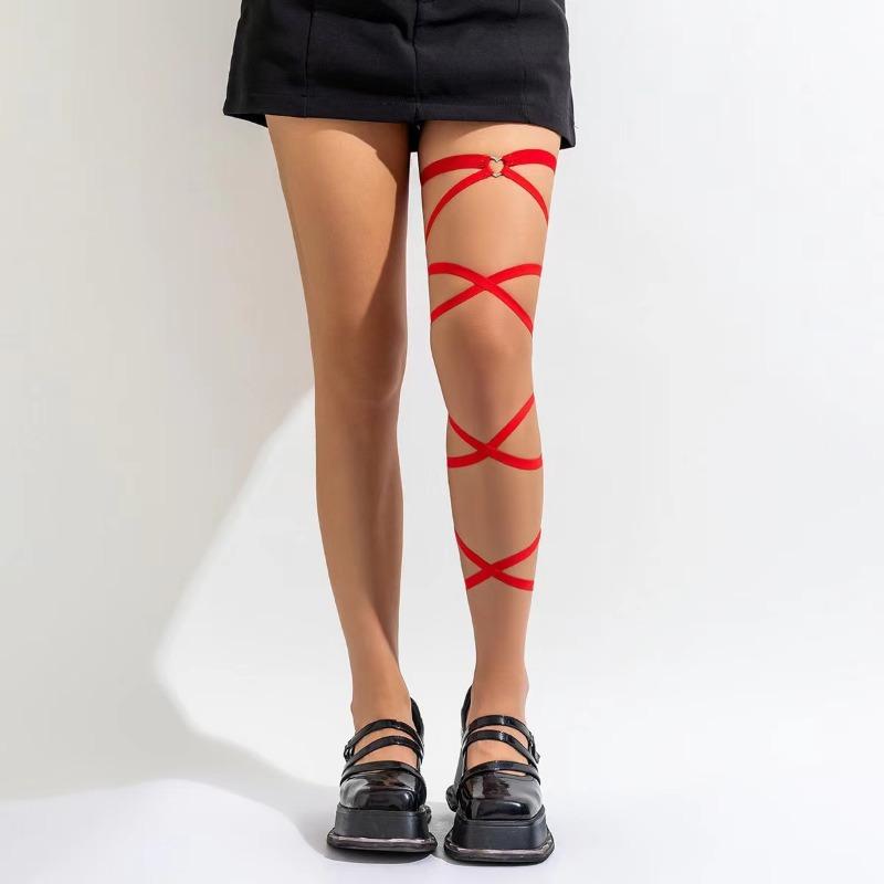 

1 шт. Панк Готичний Багатошаровий Чорний Еластичний Браслет на Ногу Стегно Ланцюжок Жіночий Сексуальний Круглий Харнес Косплей Хараджуку Прикраса для Тіла one size червоний