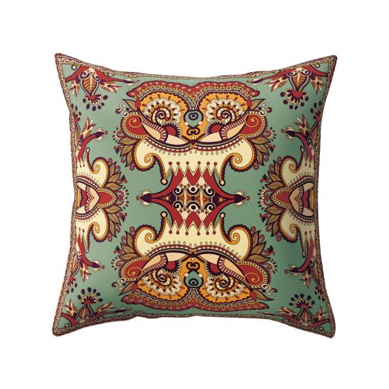 Retro Mexico Style Symmetrical Colorful Flower Waist Cushion Pillow Case Decor