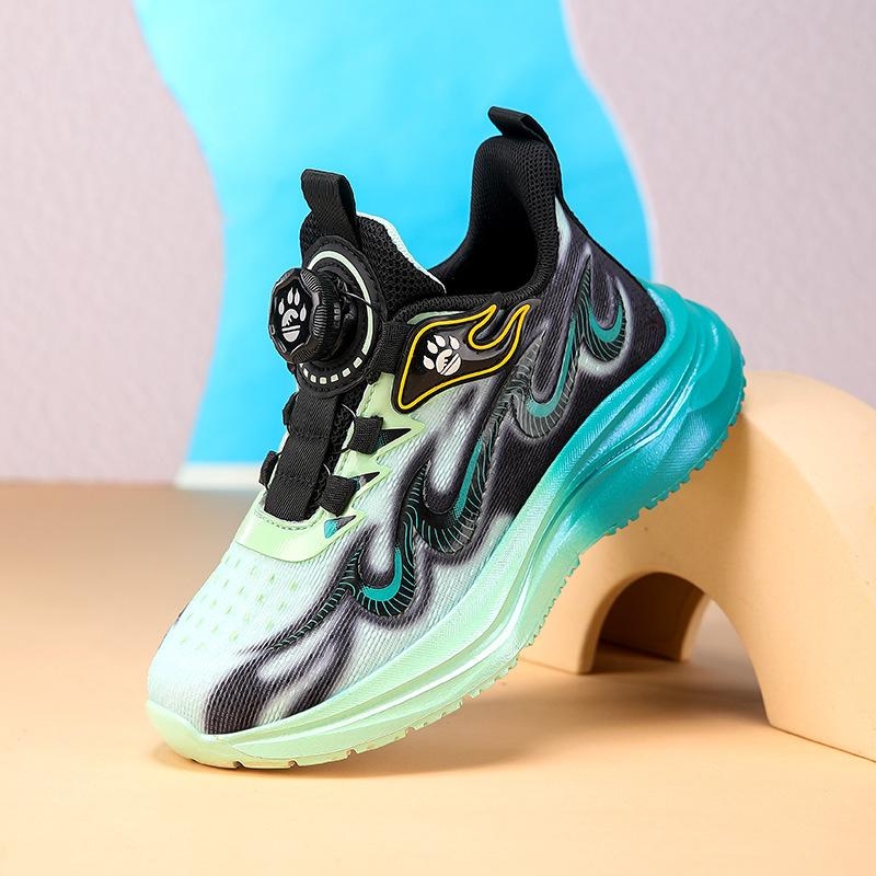 

Children s sports shoes spring and autumn breathable mesh new running shoes boys and girls flame buttons soft and lightweight classmates 39 inner length about 24.9cm