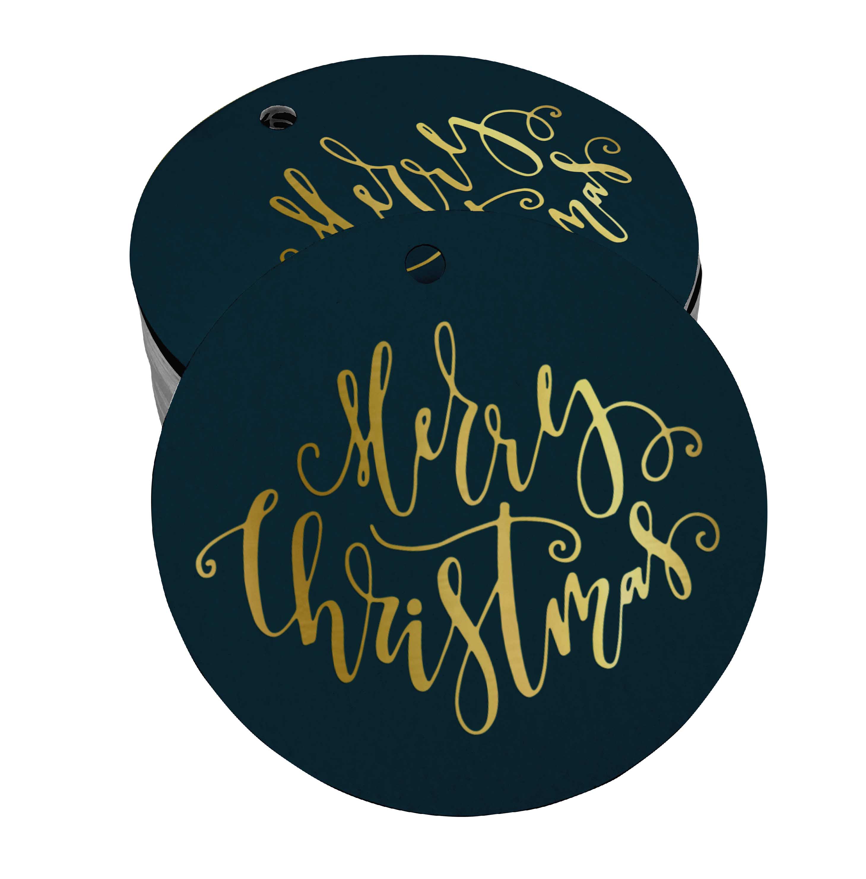

Inkdotpot Справжня золота фольга Merry Christmas Tag Favor Hang Paper Tag 100 шт 50 Gold Foil Tags синій