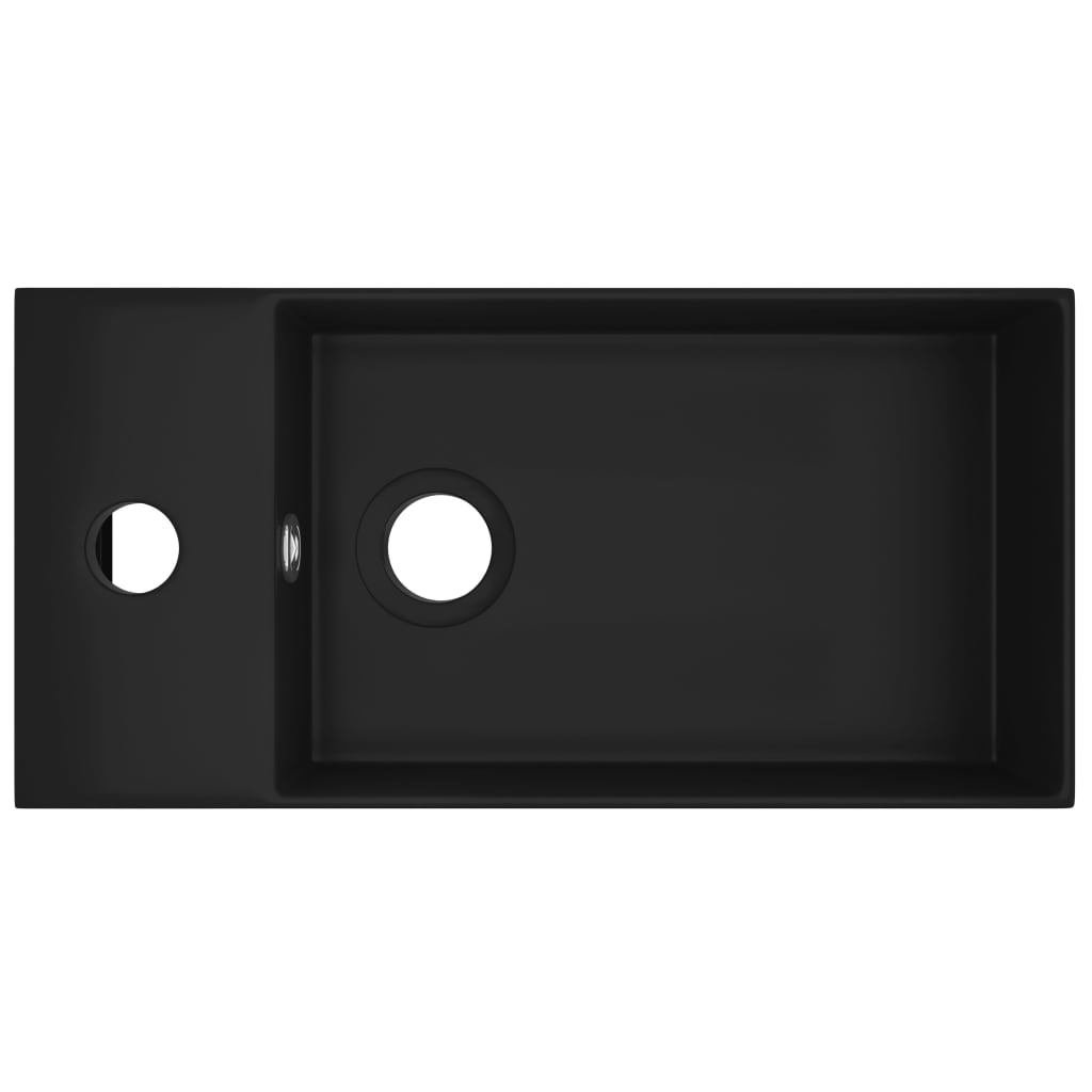 Bathroom Wash Basin with Overflow Matte Black Ceramic