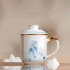 Yuzhou Hand-Painted Gold Bone China Tea Infuser Cup
