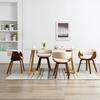 Dining Chairs Set of 4 Cream Colored Bentwood Frame with Faux Leather Upholstery