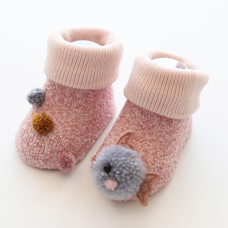 New autumn and winter thickened baby socks cartoon coral fleece newborn children's socks non-slip baby floor socks