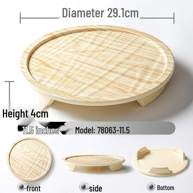 Xiangyuanmei Melamine Barbecue Hot Pot Side Plate - Imitation Porcelain Grill Pan with Wood Grain Design