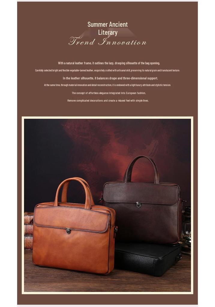 Men's Large Genuine Leather Briefcase: Business Casual Document & Laptop Bag