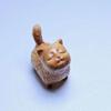 Tiny Cat Sculpture Hand-carved Animal Figurine Cat Ornament Wooden Cat Statue  Desktop