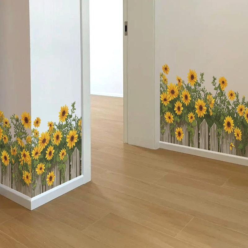 New Sunflower Wall Sticker Bedroom Living Room Home Background Decoration Removable Sticker Self-stick