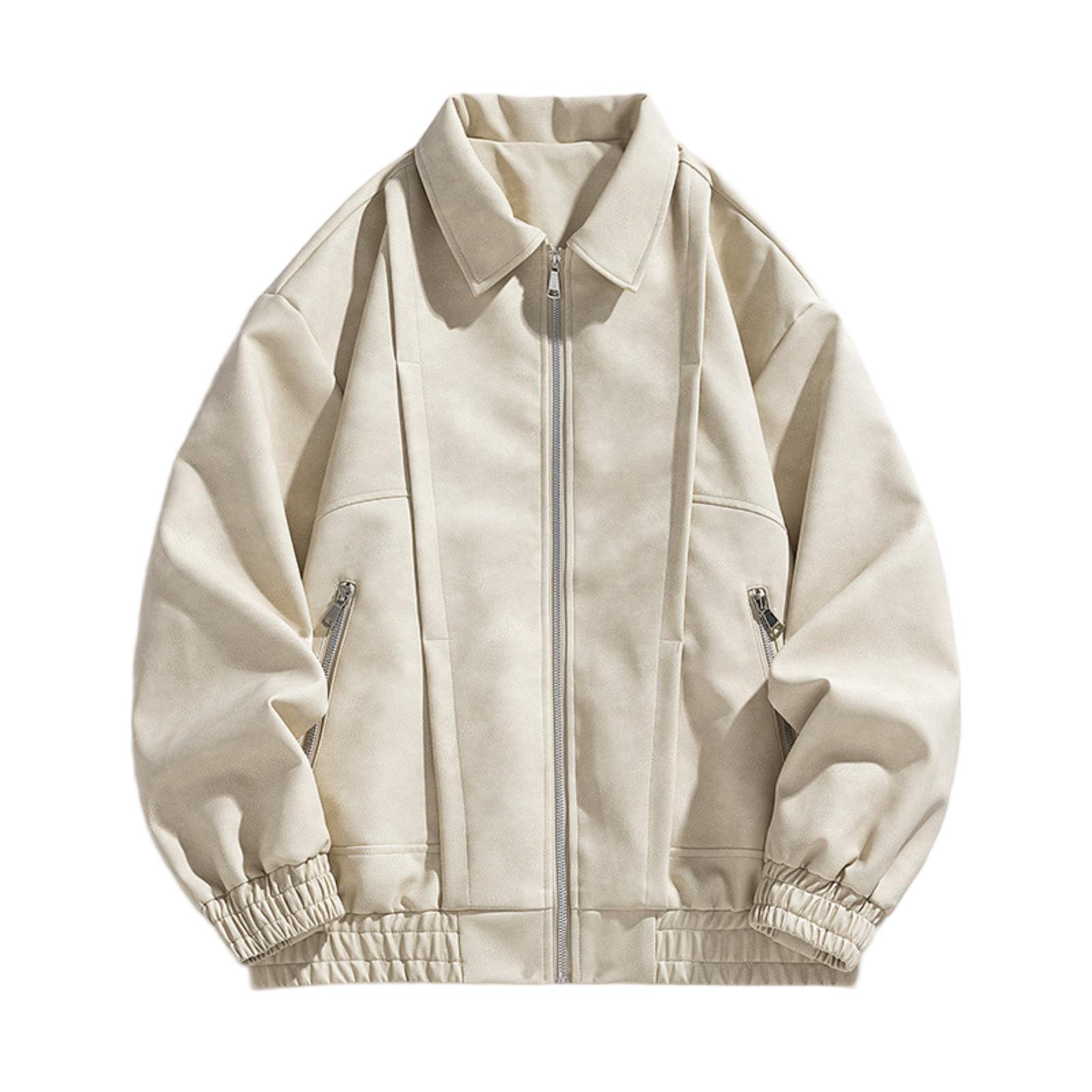 

Handsome Fashion Flight Lapel Jacket All Kinds Of Loose Casual Retro Jacket XXXL бежевый