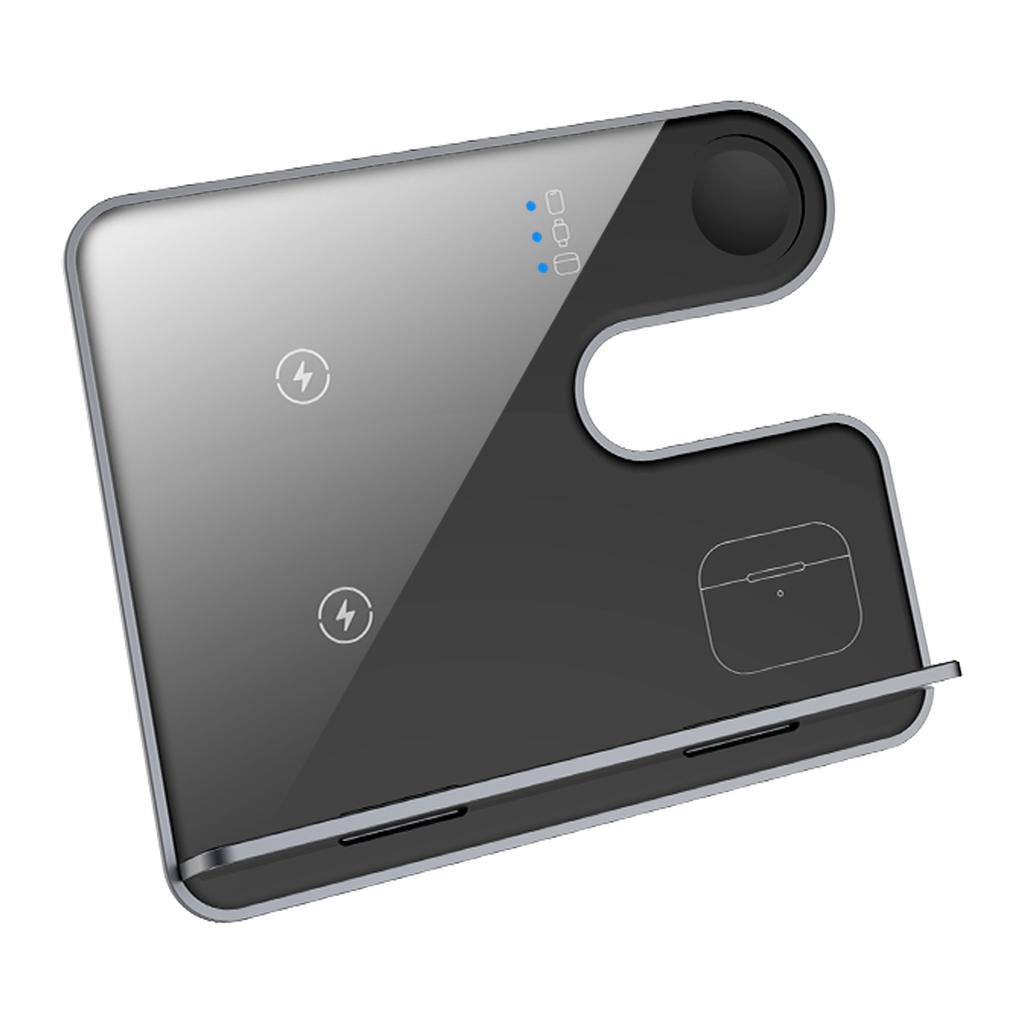 Q10C 3-in-1 15W Wireless Charger Phone Watch Earphone Charging Stand with Removable Bracket