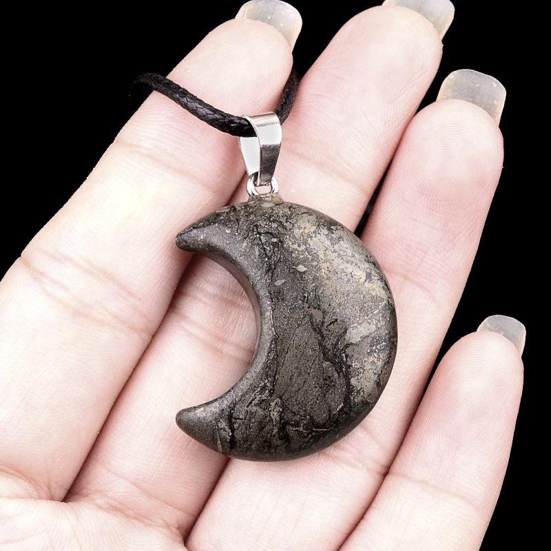 Naturkristall Achat 30mm Halbmond Anhänger Halskette mit DIY Sternanhänger