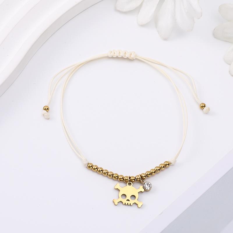 Retro Titanium Steel Skull Bracelet: European, American, Chinese Knot Christmas Halloween Charm for Students