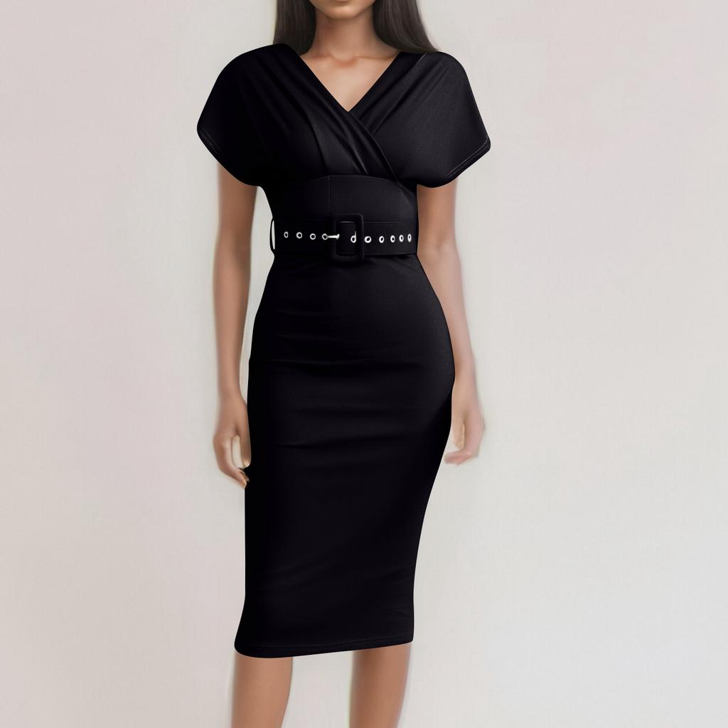 Robe décontractée à la mode pour femmes, épaules dénudées, taille haute, avec ceinture