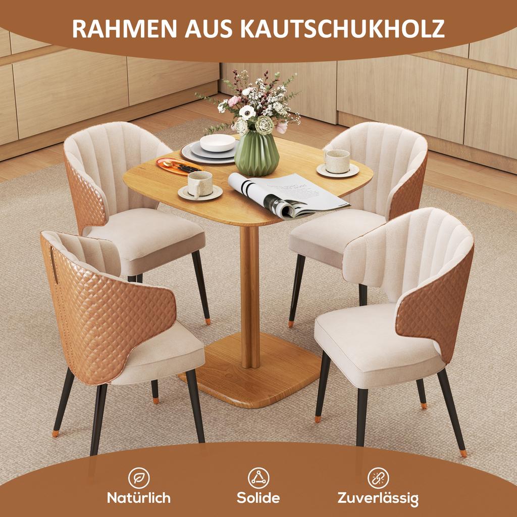 Dining Table, 70 X 70 Cm Kitchen Table for 4 People Made of Rubberwood for Kitchen, Dining Room, Natural