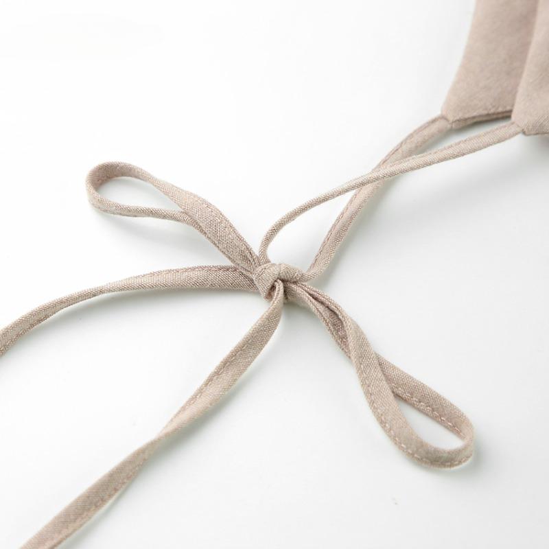 Summer Khaki Linen Dress Women Elegant Spaghetti Strap A-Line Loose Dresses Fashion Ruched Lace-Up Sexy Mini Dresses