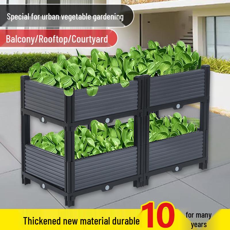 Extra-Large Plastic Balcony & Rooftop Planting Box for Vegetables & Flowers