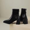 Autumn Vintage Thick Heel Women Ankle Boots Fashion Square Toe Ladies Elegant Mordern Short Booties