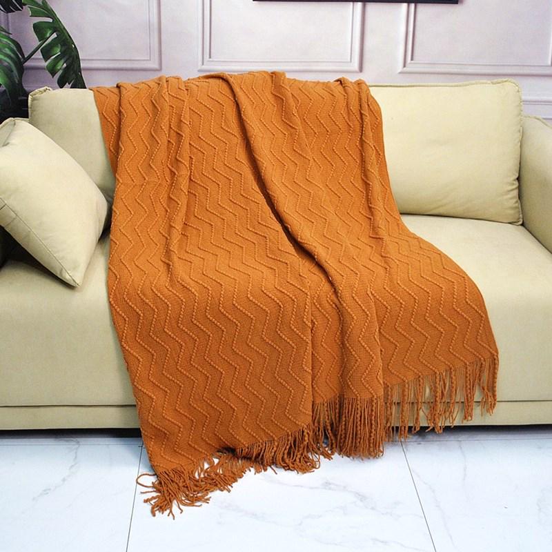 Nordic Solid Color Knitted Throw Blanket - Soft, Luxury Tassel Design for Baby, Home, Office, or Nap.