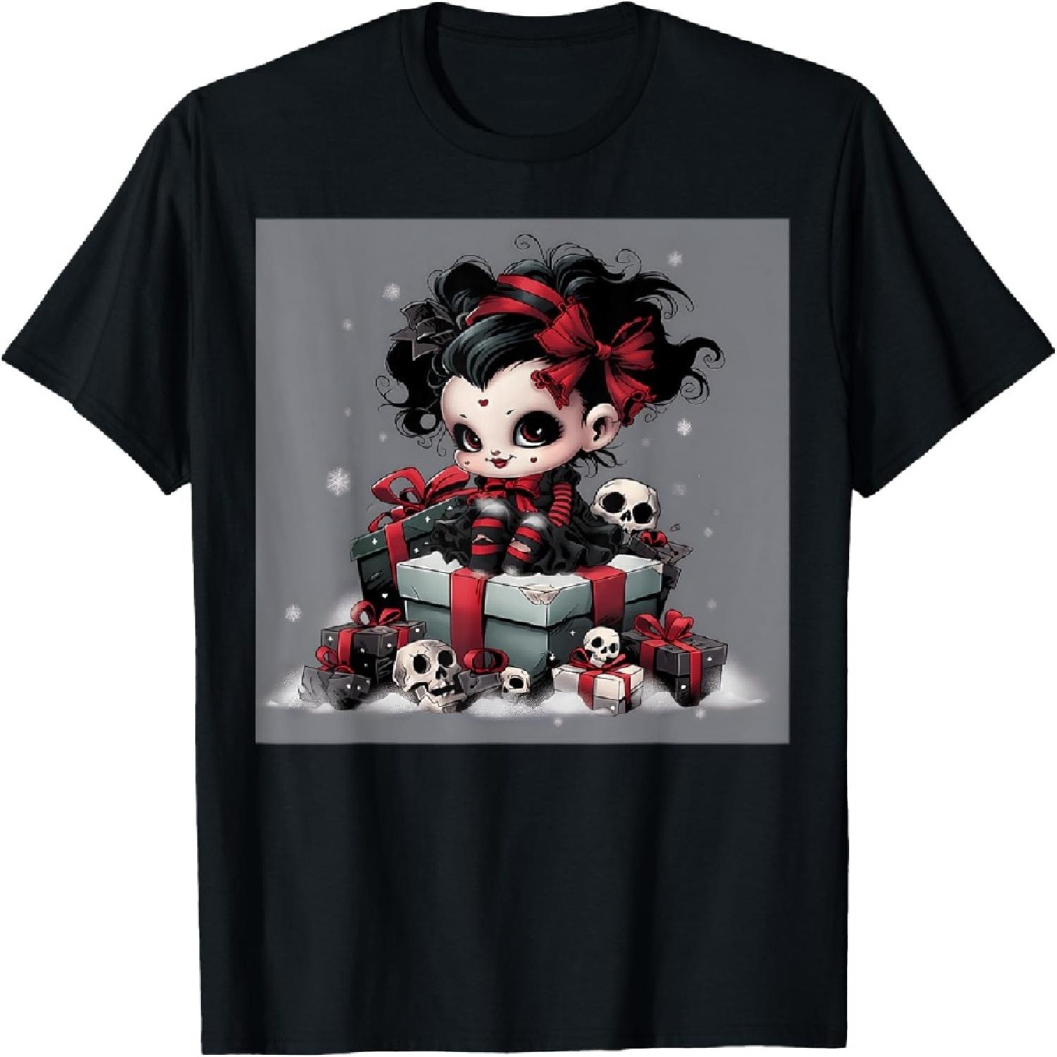 Gothic Wonderland_ A Christmas Goth Baby s Story Design T-Shirt S