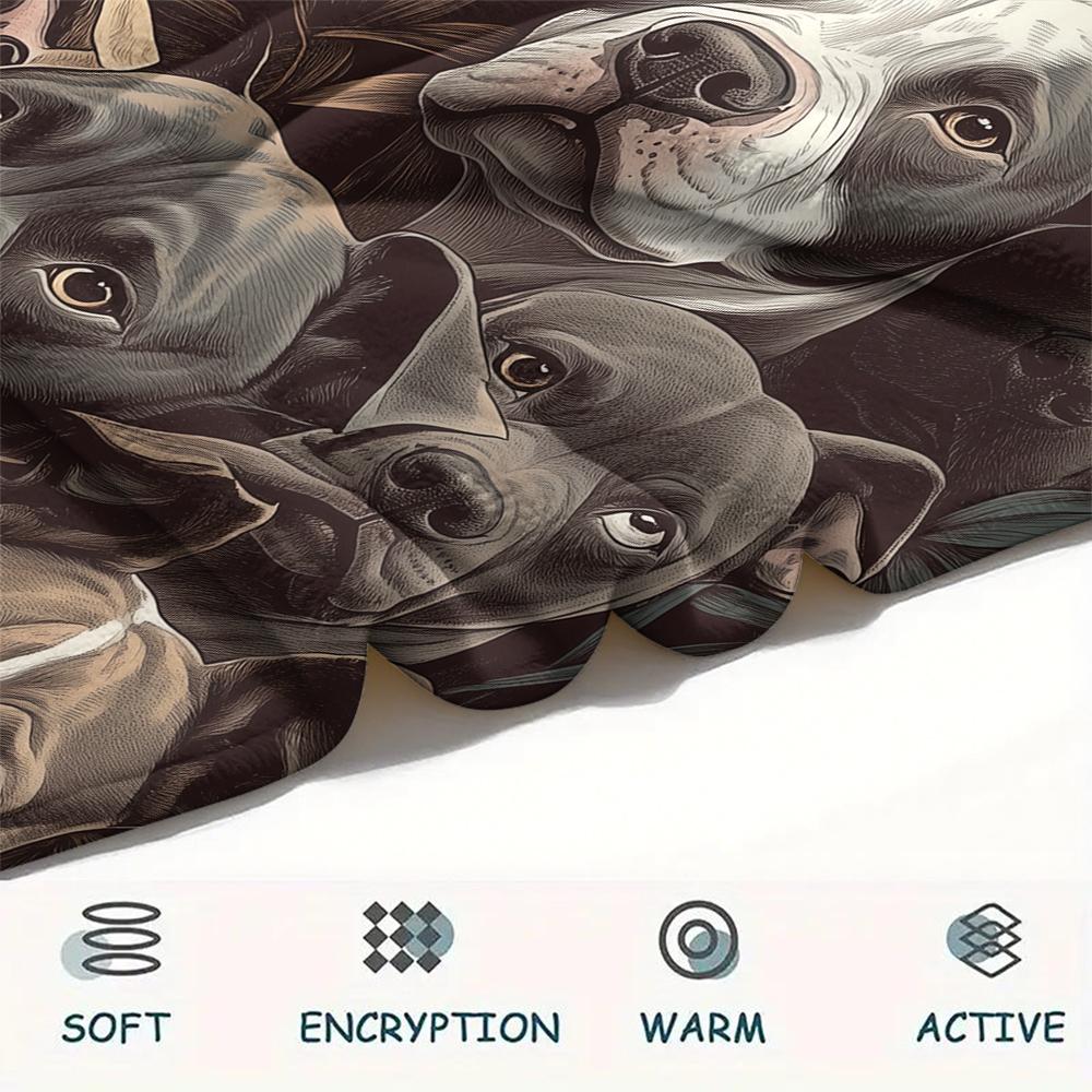 Pitbull and Leaves,pattern Flannel Blanket, High Quality Comfortable for All Seasons, Home Decor, Warmth and Comfort, Perfect for Gifts.