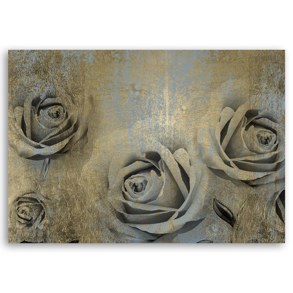 Canvas Print, Golden Roses Flowers Nature