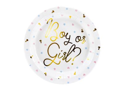 Partydeco Talerzyki Papierowe Gender Reveal 23Cm / 6 Szt