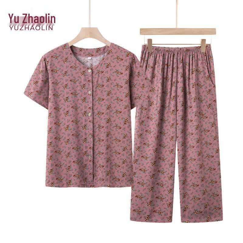 Women s Mid-Aged Summer Two-Piece Outfit Set 3XL