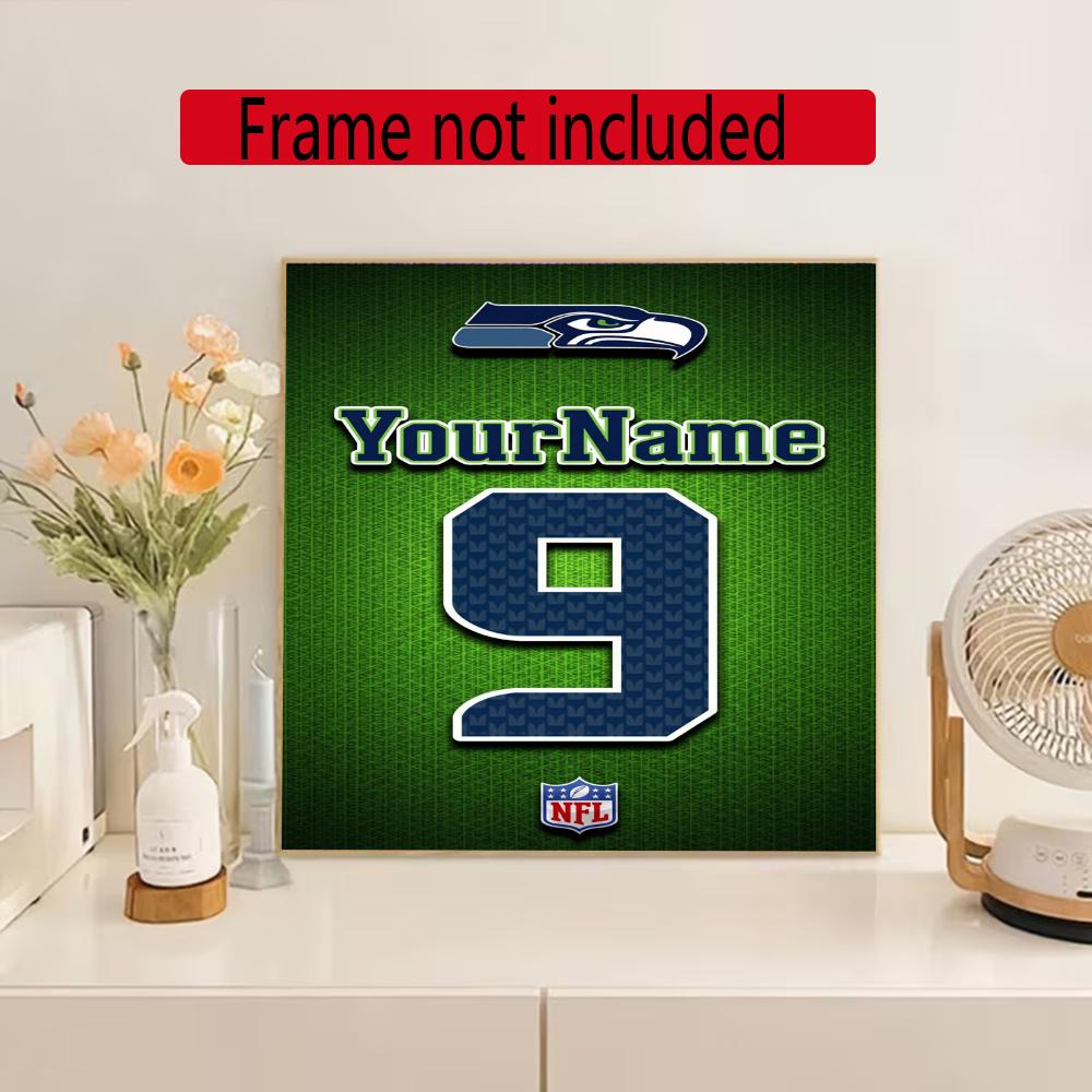 Seattle Seahawks Customize Text Diamond Painting Round Diamond Mosaic Suitable For Beginners Diamond Painting Rhinestones Gift Frameless