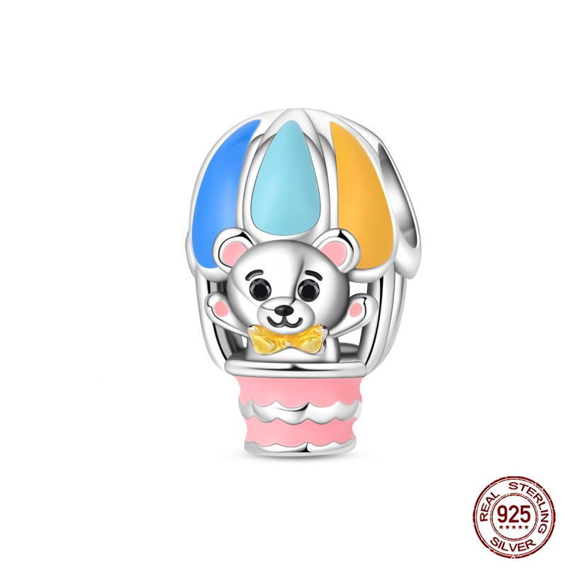 New Copper Colorful Balloon Bear Air Balloon Card Charm Beads Fit Brand Original Bracelet Diy Fine Jewelry Gift