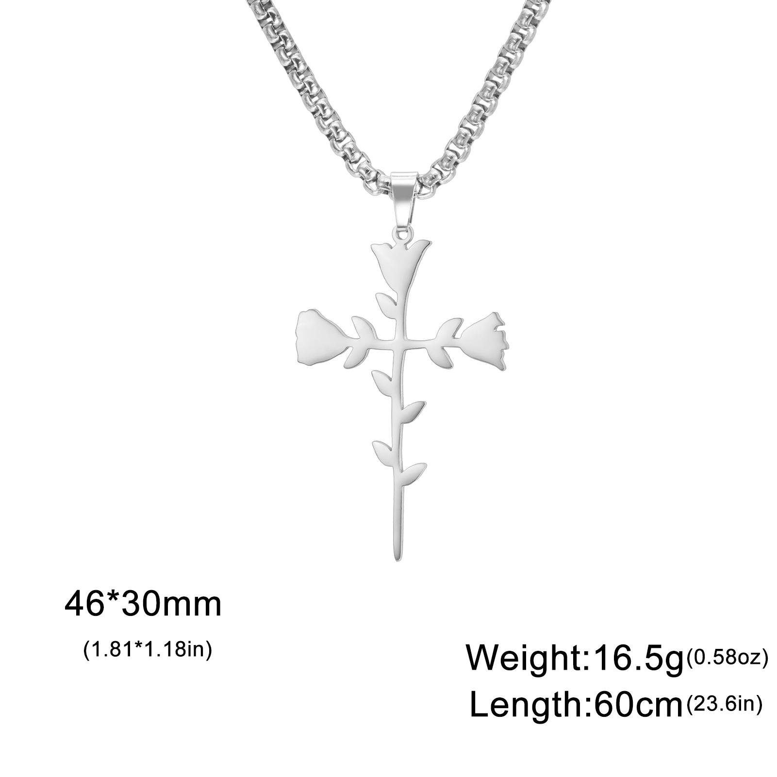 

Teamer Crossed Thorns Rose Necklace Stainless Steel Jewelry For Women Men Box Chain Romantic Accessories Gothic Style Gift