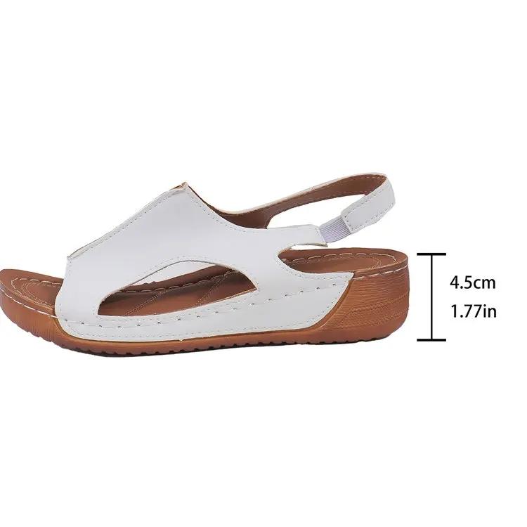 Mode Klassieke Retro Dames Sandalen 2024 Zomer Peep Toe Casual Outdoor Slippers Comfortabele Sleehak Romeinse Dames Schoenen Sandalias De Mujer