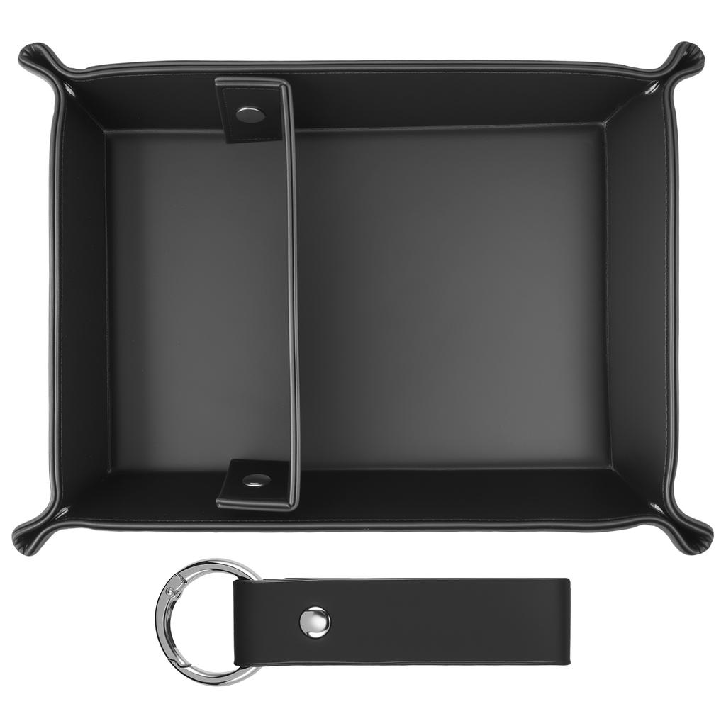 PU Leather Storage Tray Folding Valet Tray for Glasses Mobile Phone Earphones Key Wallet Sundries Desktop Bedside Organizer