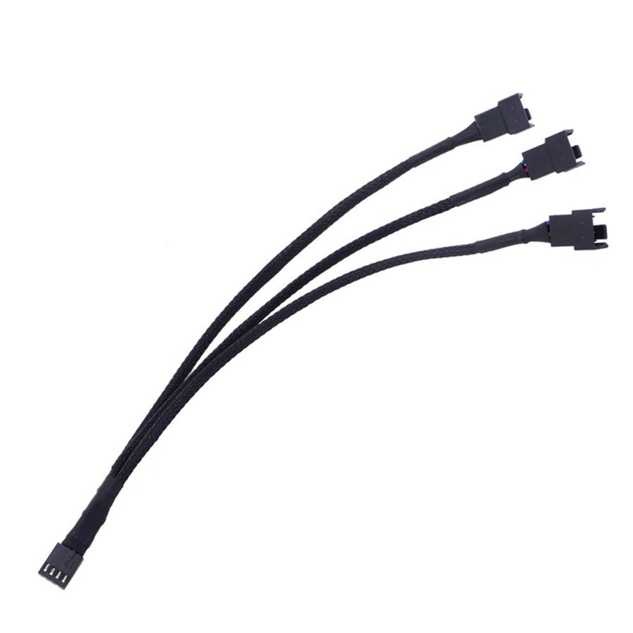 

10 × NEW 1 To 3 Way Splitter Sleeved 4-Pin PWM Connector Fan Extension Cable