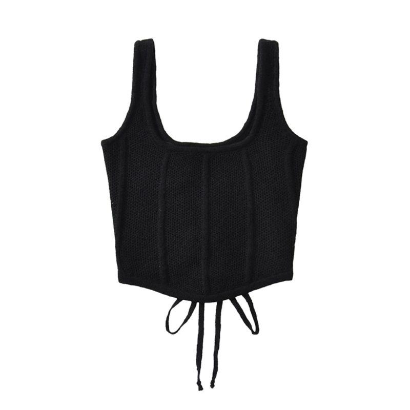 Za2025 Summer New Women clothes Versatile Slimming Sexy Navel Short Knitted Sling Sleeveless Vest Top