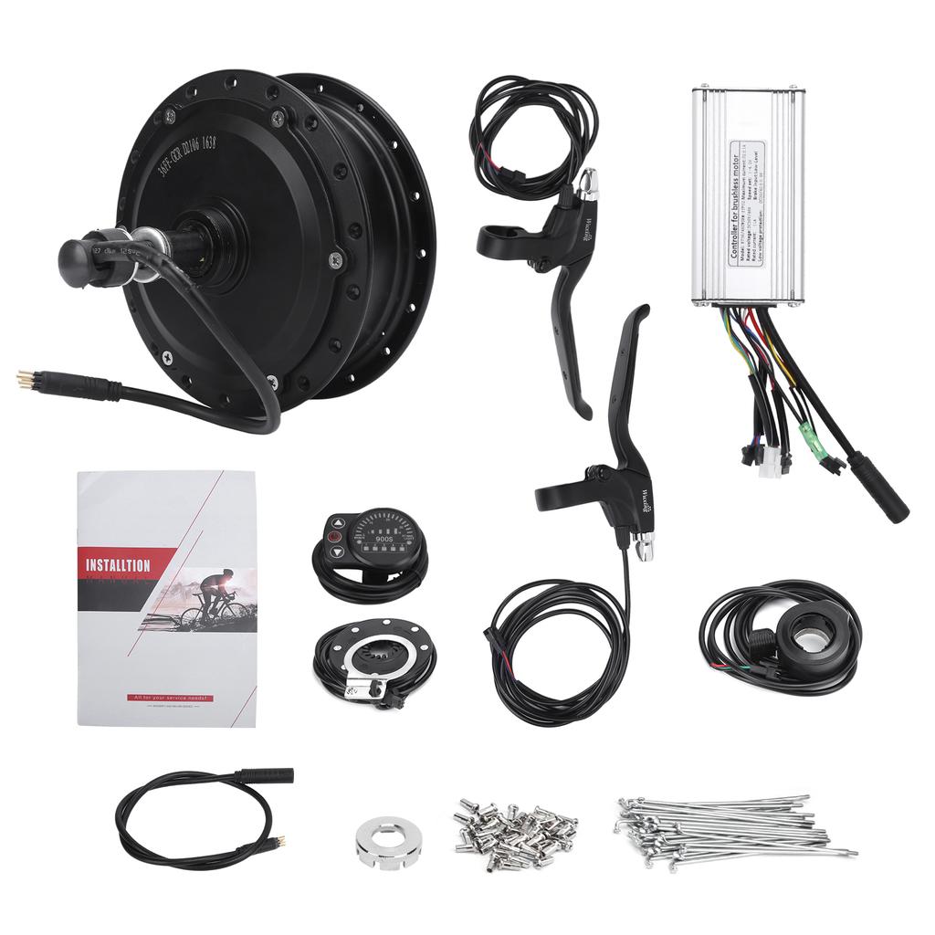 Electric Bicycle Conversion Kit 36V 500W Rear Wheel Hub Motor Set with KT‑900S Display Meter for 12G Wheel